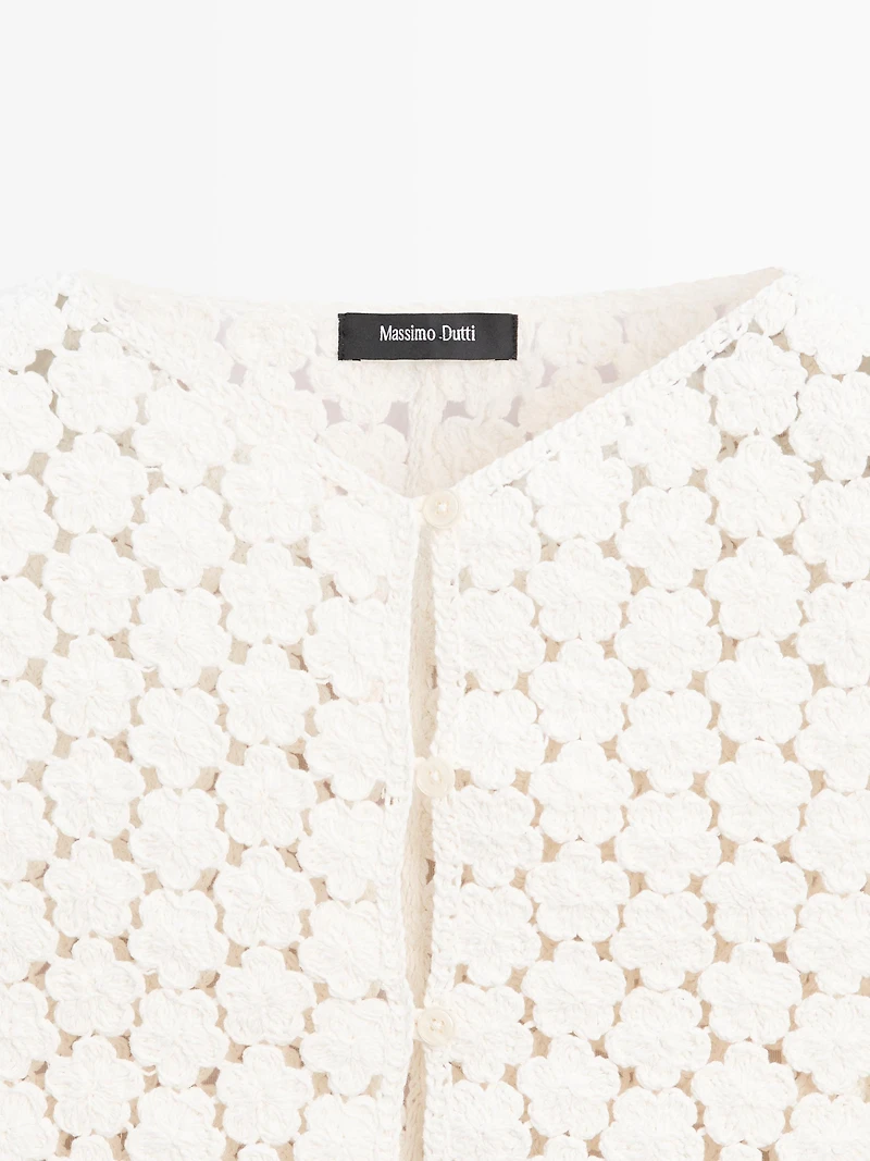 Cotton crochet vest with floral details