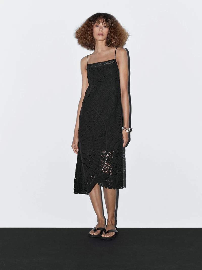 Robe midi crochet 100 % coton