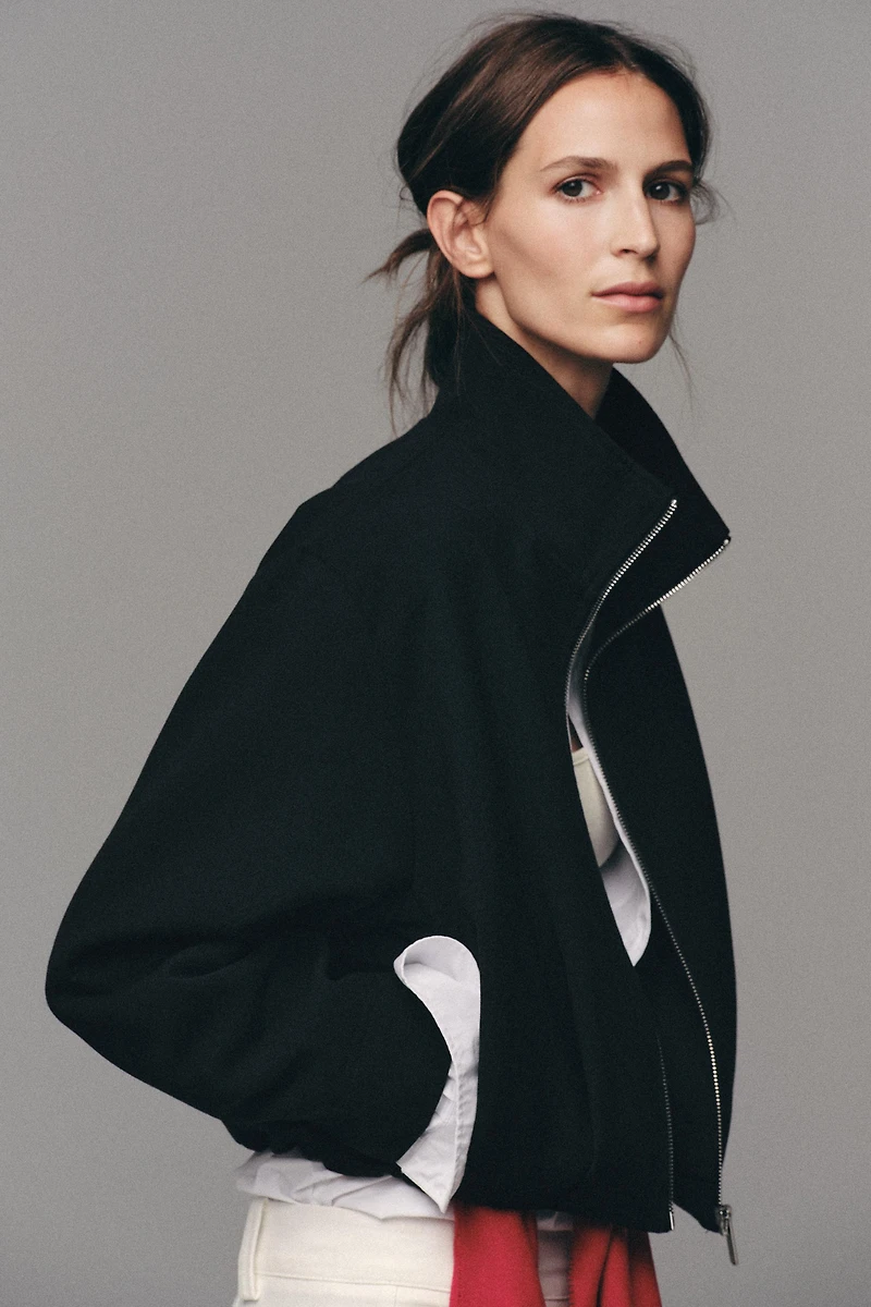 STAND-UP COLLAR BOMBER JACKET