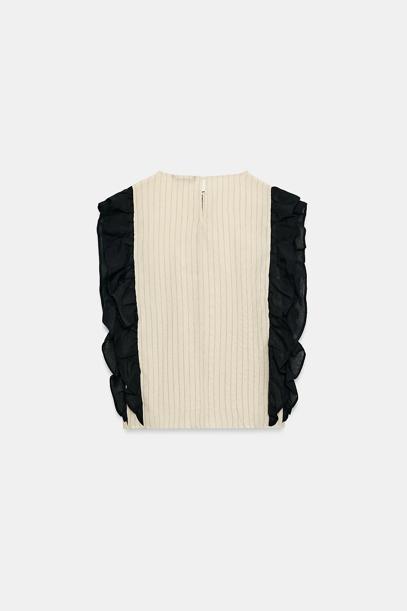BLOUSE À RAYURES ET VOLANTS