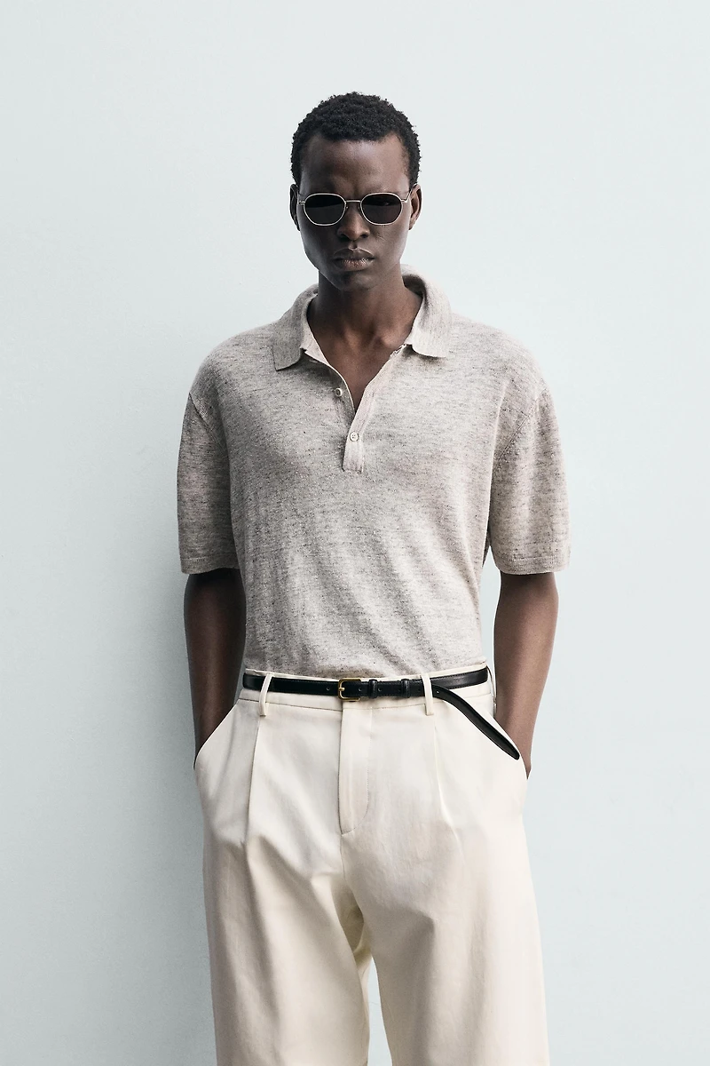 100% LINEN KNIT POLO SHIRT