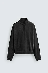 WASHED QUARTER-ZIP SWEATSHIRT
