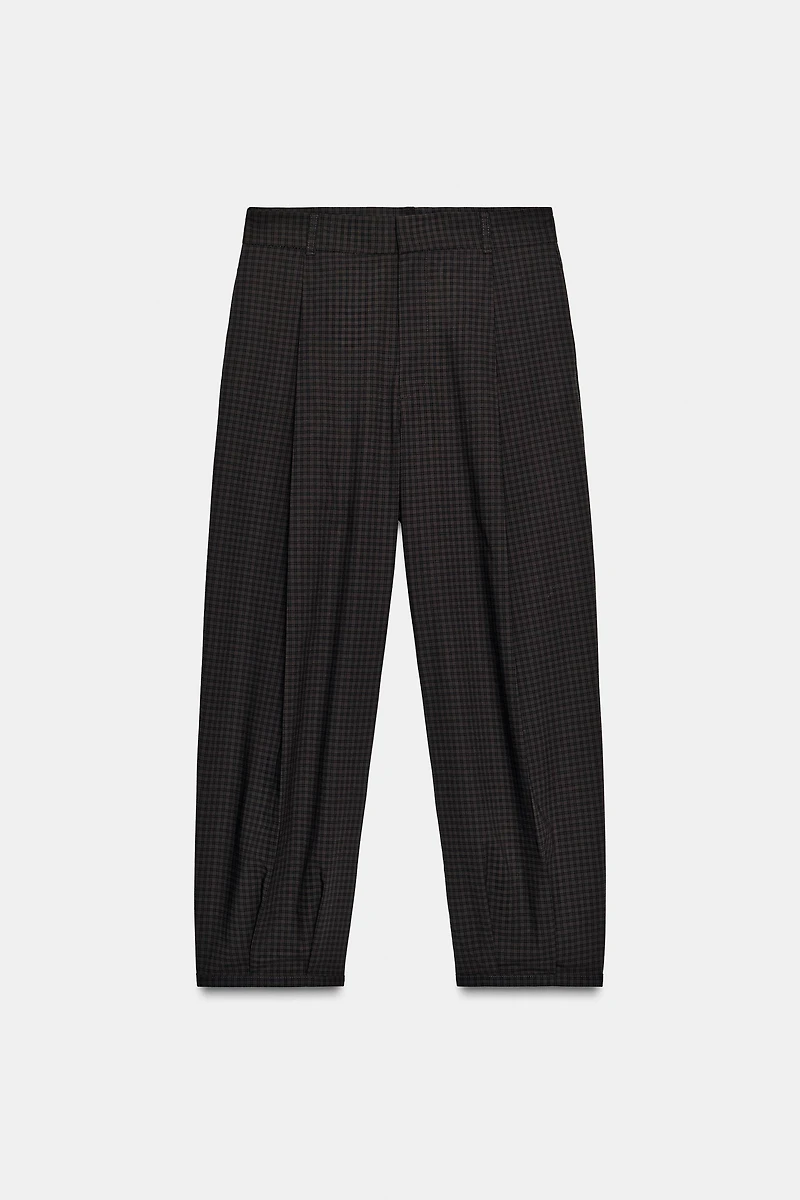 CHECKED PANTS WITH DARTS