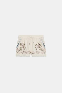 EMBROIDERED LINEN BLEND SHORTS ZW COLLECTION