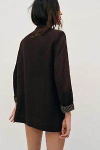 LINEN BLAZER WITH ROLLED SLEEVES