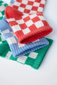 THREE-PACK OF SHORT CHECKERED SOCKS