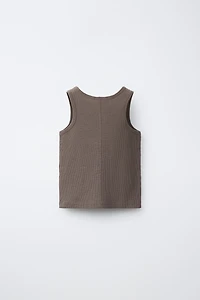 RIBBED SLEEVELESS T-SHIRT