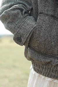 CONTRASTING HERRINGBONE LIMITED EDITION BOMBER JACKET