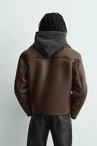 BLOUSON EFFET DAIM DOUBLE FACE