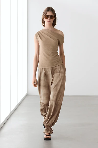Pantalon fluide avec bas à nouer