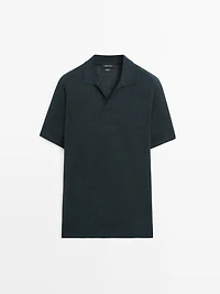 Pull polo en lin à col V