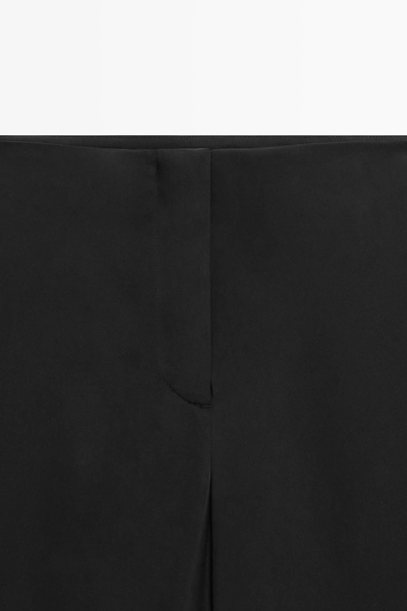 Silk blend tie-hem capri pants