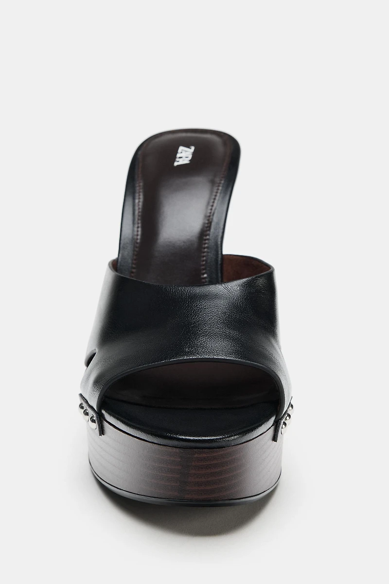 STUDDED HEELED SANDALS