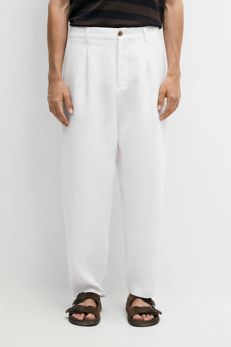 100% linen pants with dart detail