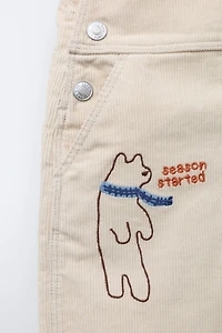 EMBROIDERED CORDUROY OVERALLS
