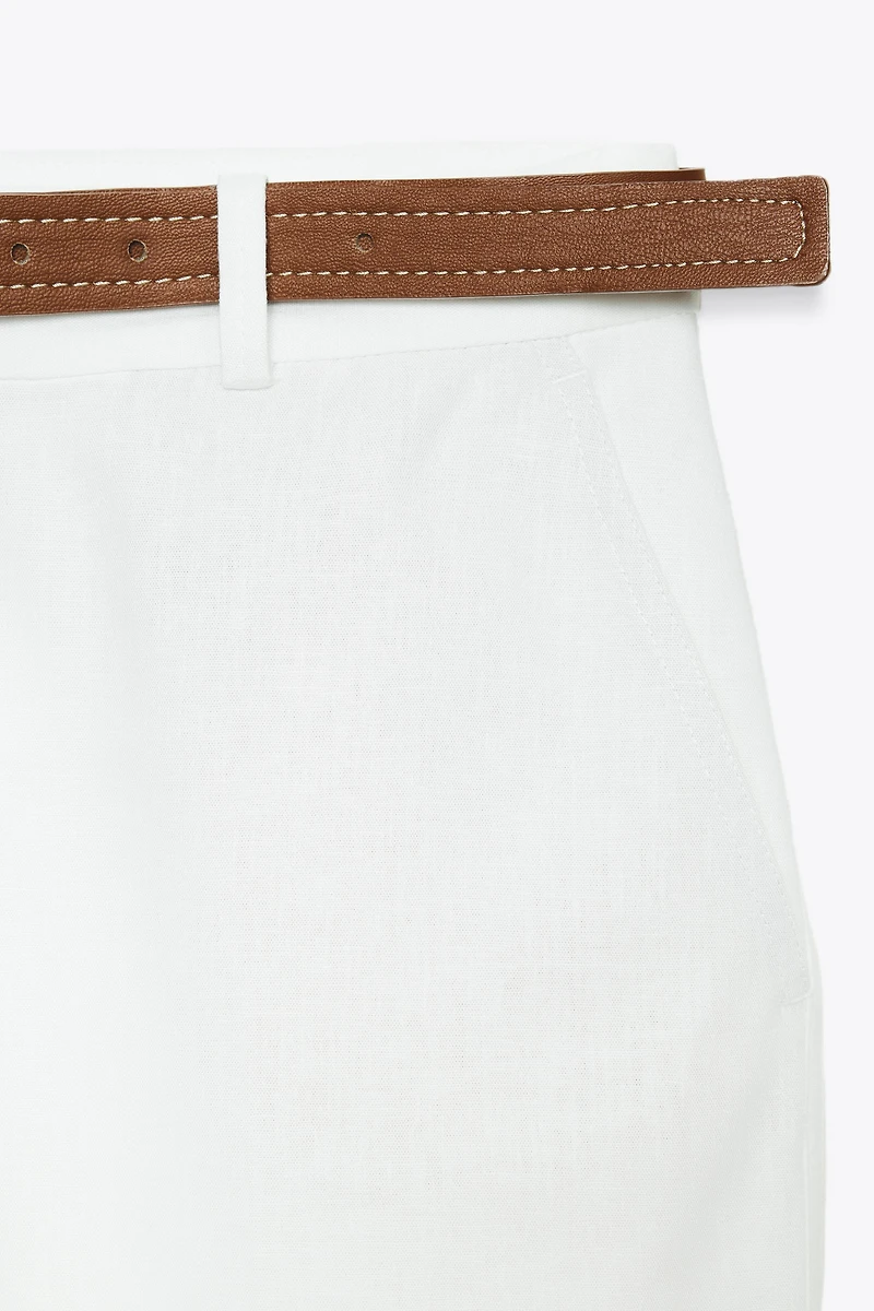 PANTALON CULOTTE AVEC CEINTURE EN LIN