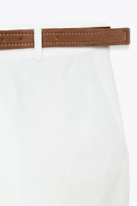 PANTALON CULOTTE AVEC CEINTURE EN LIN