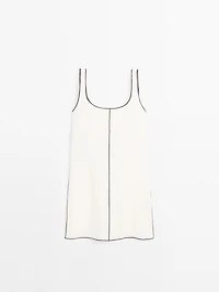 Linen mini dress with contrast trims