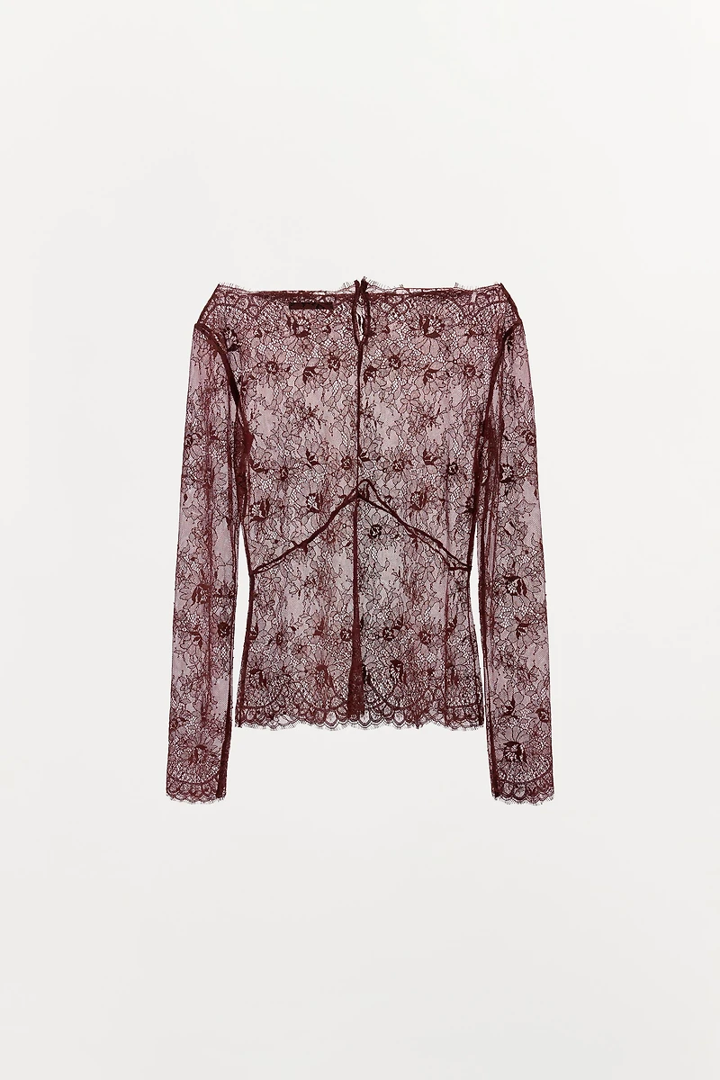 SEMI-SHEER LACE BLOUSE