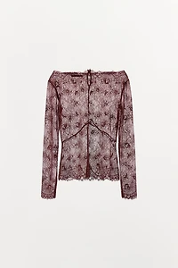 SEMI-SHEER LACE BLOUSE