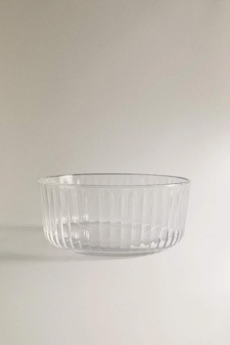 RAISED WAVY DESIGN GLASS BOWL