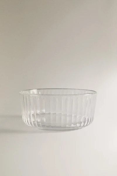 RAISED WAVY DESIGN GLASS BOWL
