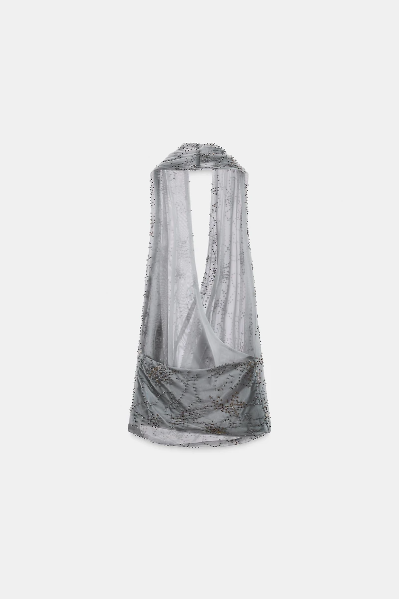 TOP HALTER BRODERIES ET FANTAISIE