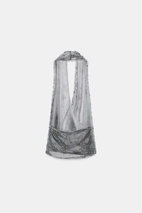 TOP HALTER BRODERIES ET FANTAISIE