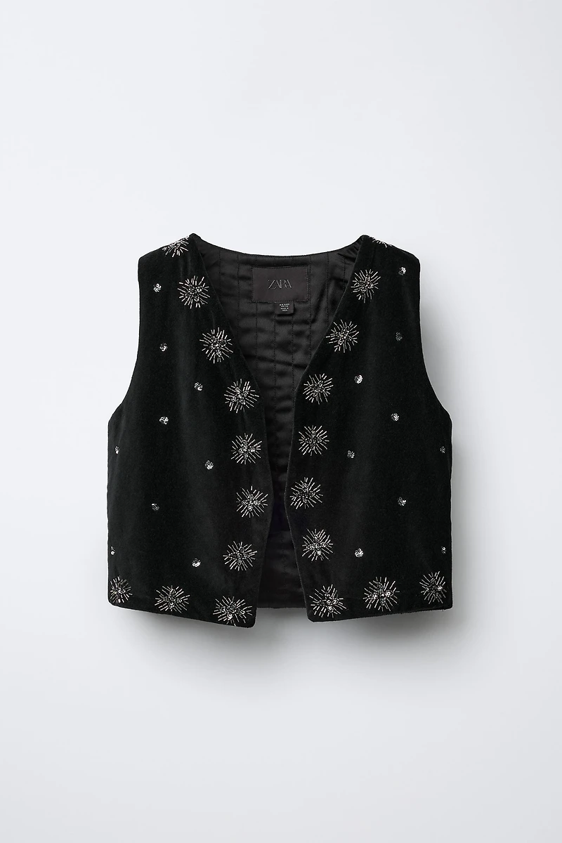 BEADED VELVET VEST