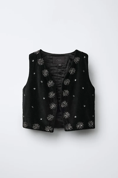 BEADED VELVET VEST
