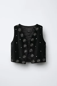 BEADED VELVET VEST