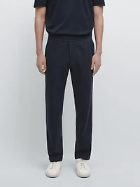 Straight-leg cotton blend trousers