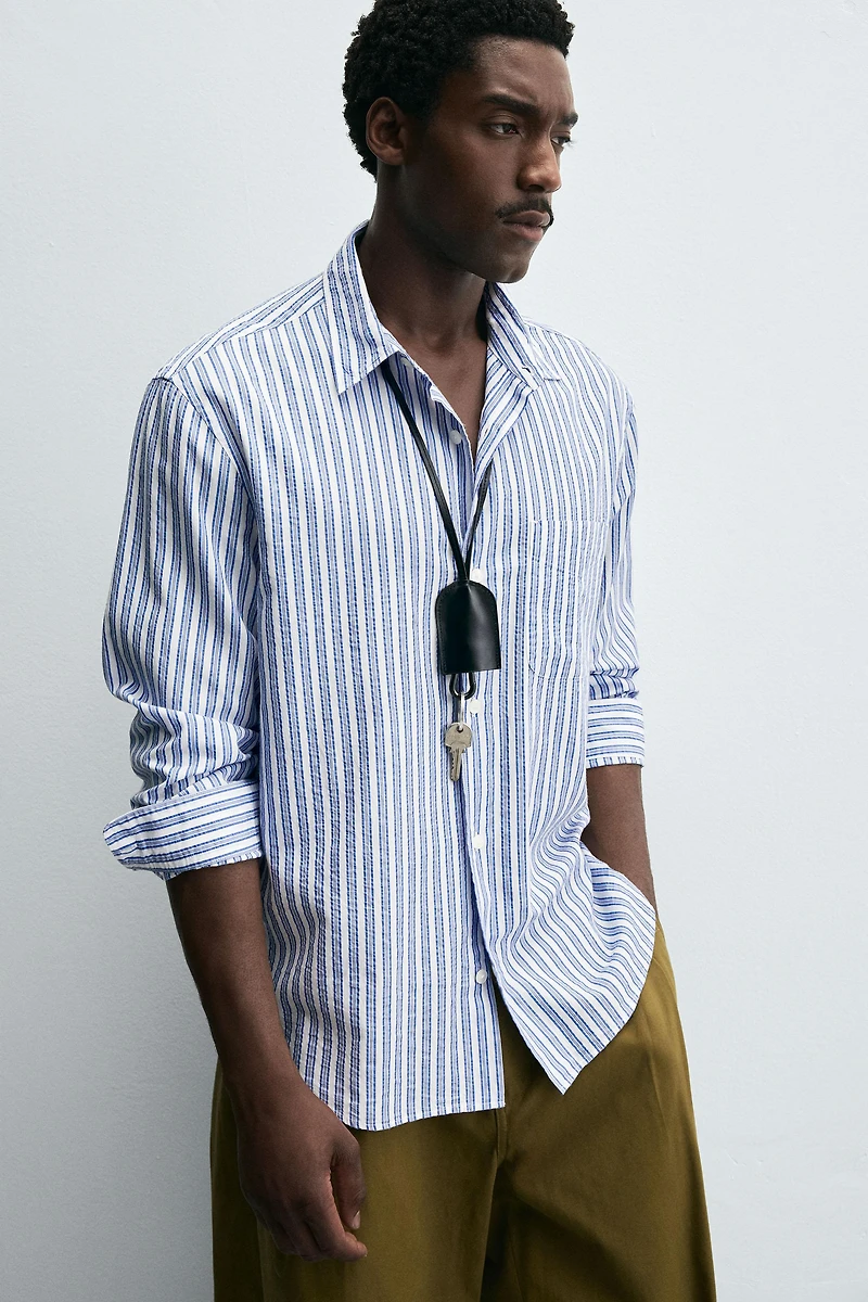 CHEMISE RAYURES EFFET FROISSÉ