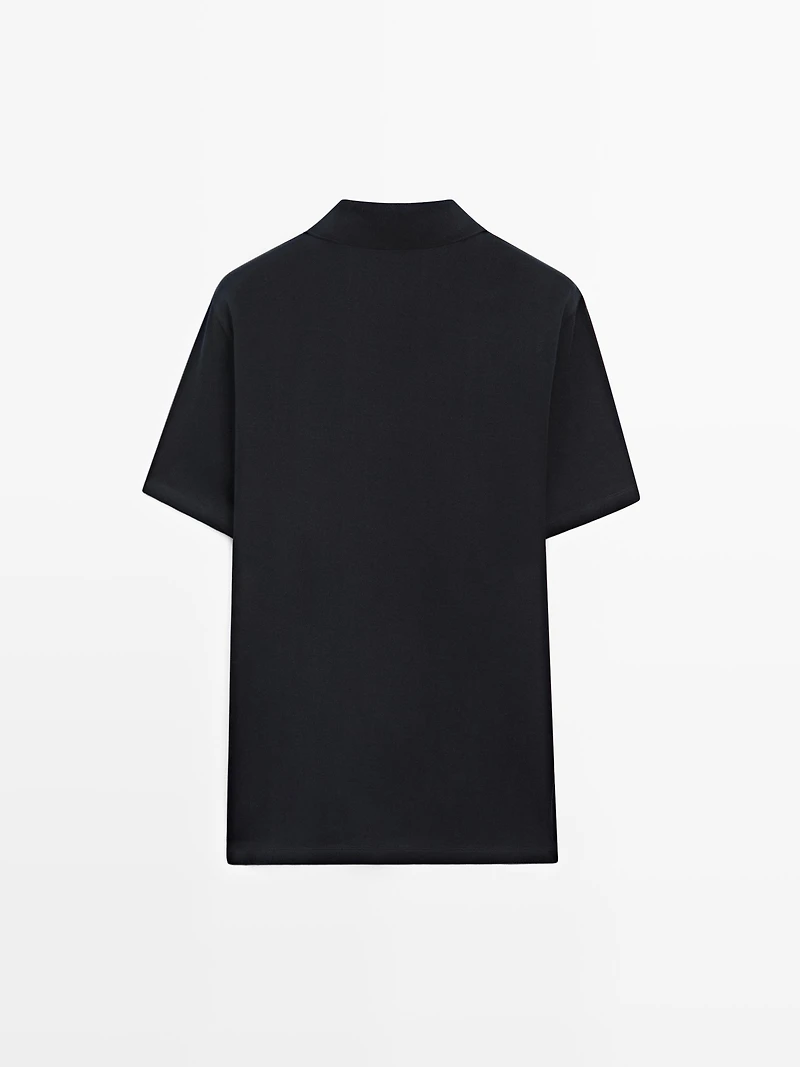 Cotton V-neck polo shirt