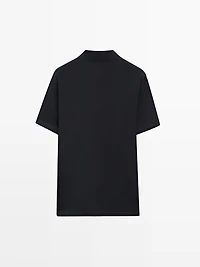 Cotton V-neck polo shirt