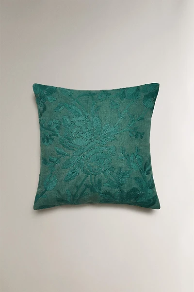 EMBROIDERED THROW PILLOW COVER