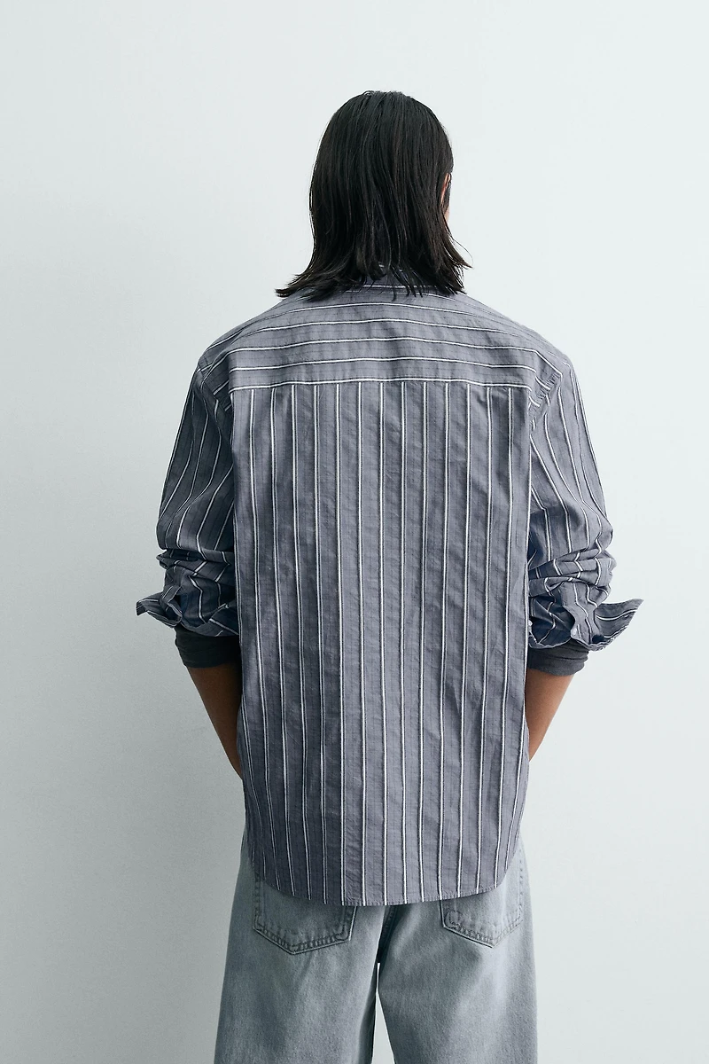 RELAXED FIT STRIPED JACQUARD SHIRT
