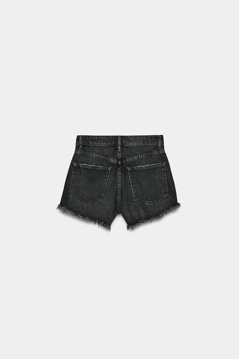 TRF CURVED HIGH-WAISTED DENIM SHORTS