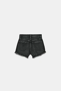 TRF CURVED HIGH-WAISTED DENIM SHORTS