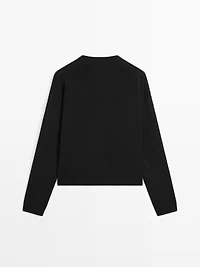 Wool blend V-neck knit cardigan