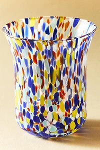BLOWN GLASS TUMBLER WITH SPECKLED DESIGN