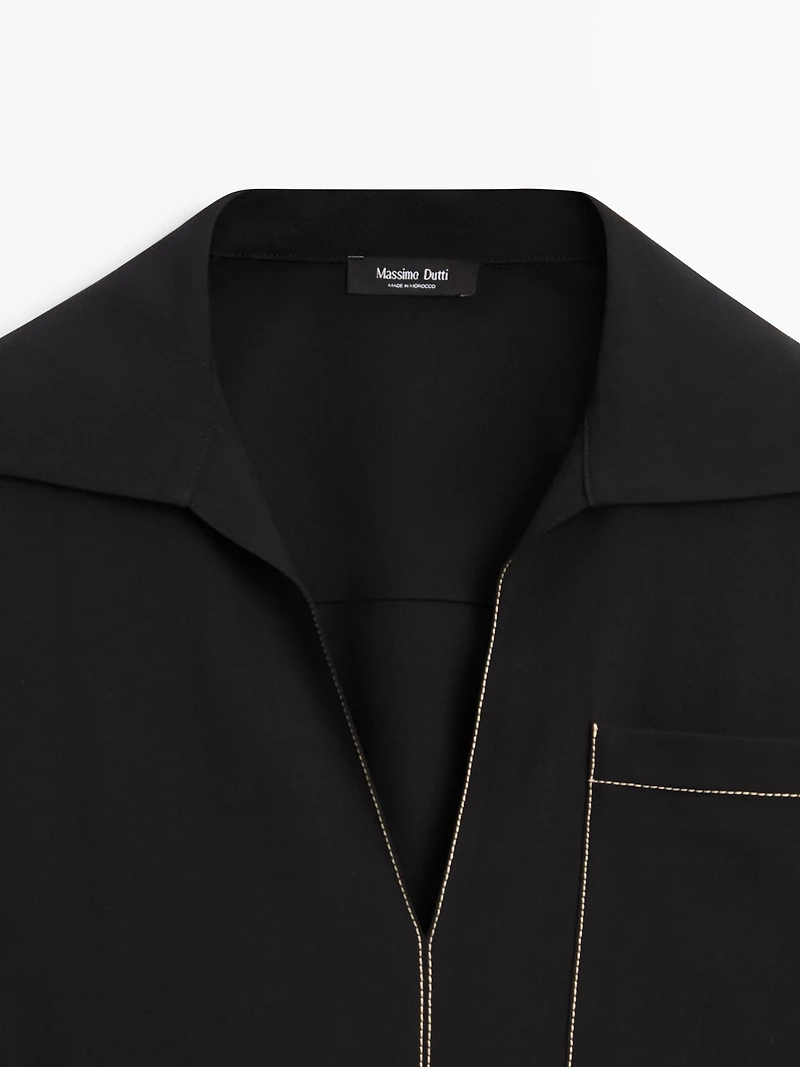 Flowing wool blend overshirt with pocket detail