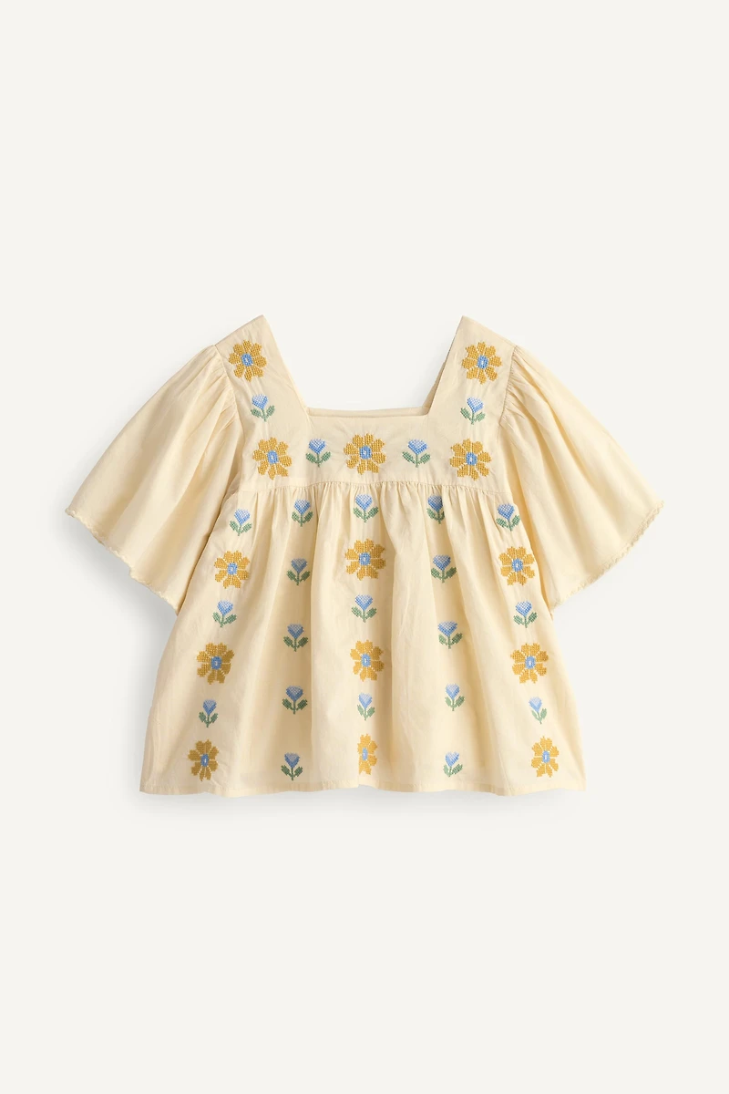BLOUSE BRODERIES FLEURS POINT DE CROIX LIMITED EDITION