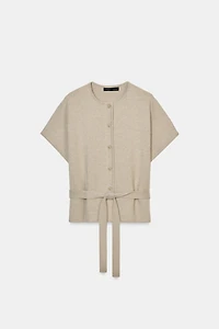 CARDINGAN CINTURÓN MANGA CORTA