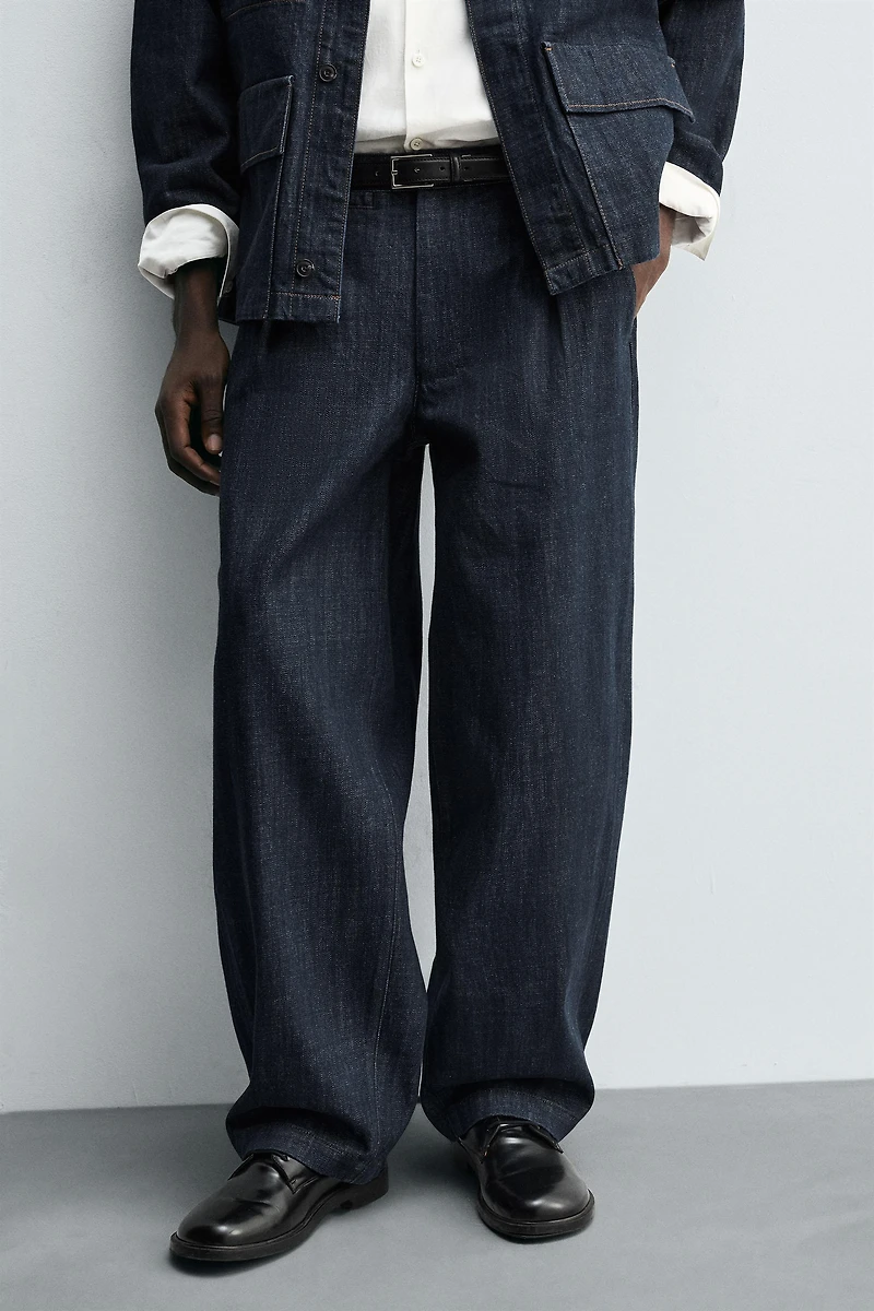 BARREL FIT DENIM CHINO PANTS