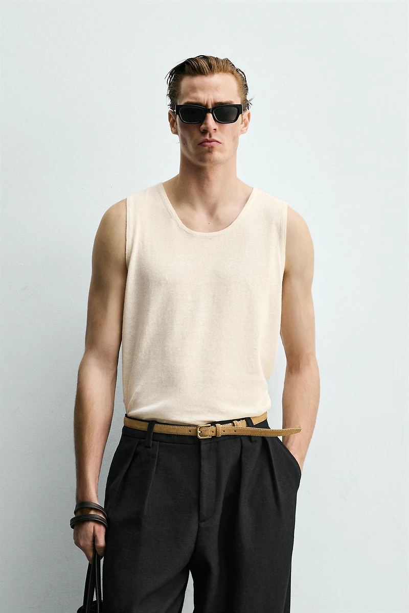 DÉBARDEUR EN TRICOT LIN - COTON