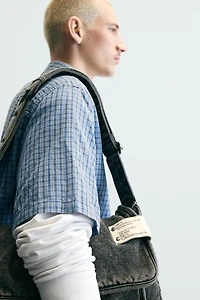 WASHED EFFECT DENIM CROSSBODY BAG