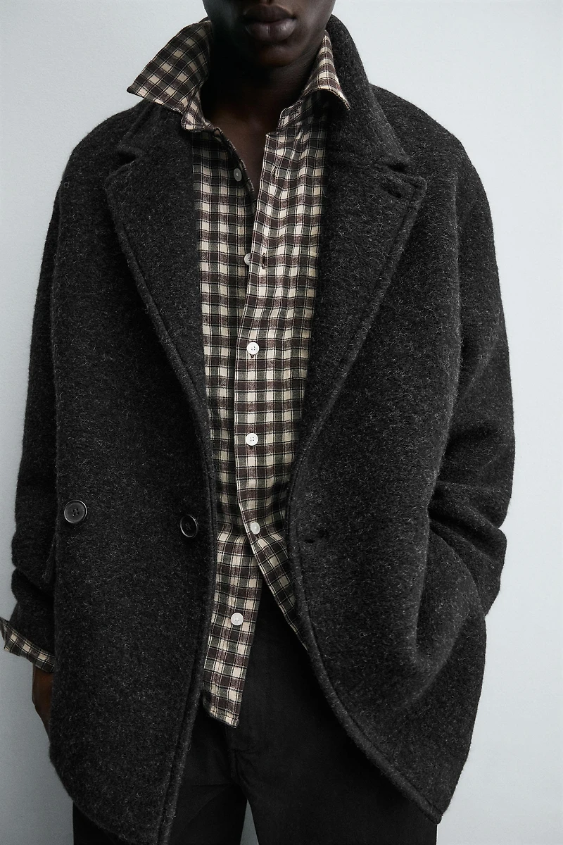 DOUBLE BREASTED WOOL BLEND OVERCOAT