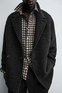 DOUBLE BREASTED WOOL BLEND OVERCOAT