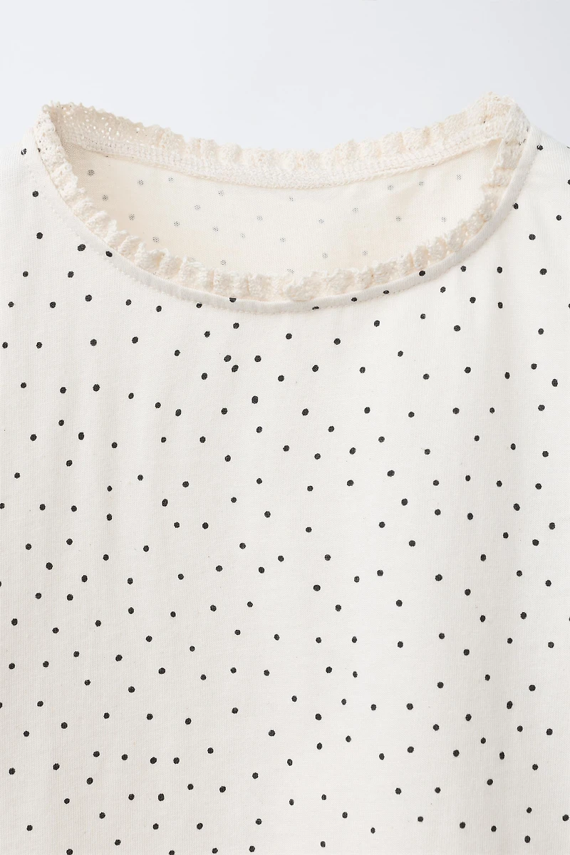 POLKA DOT LACE T-SHIRT